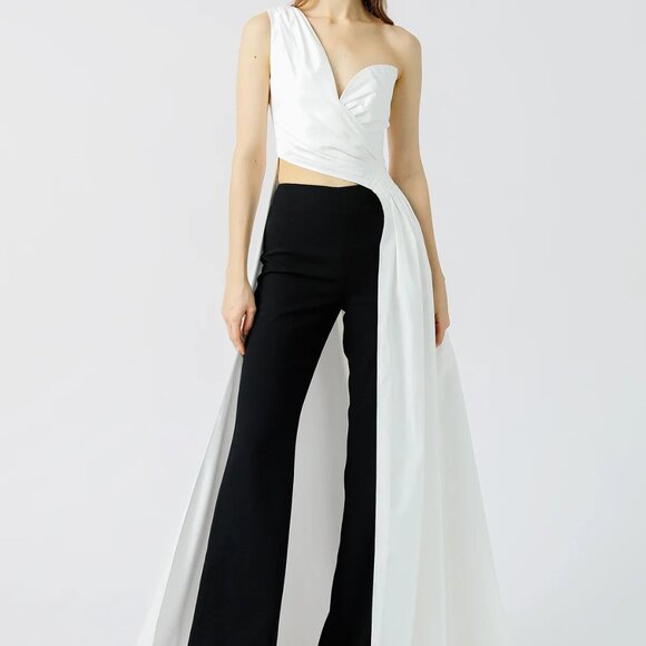 NWT Sau Lee Thalia Dramatic High-Low Asymmetric Sweetheart Trailed Crop Top - Picture 1 of 9